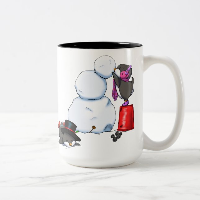 Winterpenguin-Tasse Zweifarbige Tasse (Rechts)