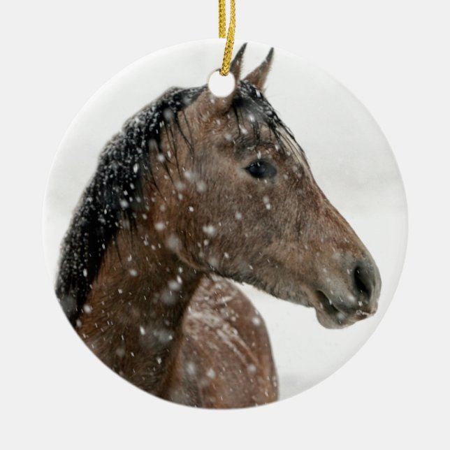 Winterpferd Keramik Ornament (Vorne)