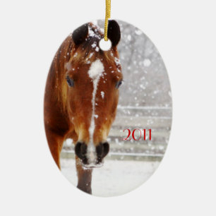 Winterpferd Keramikornament