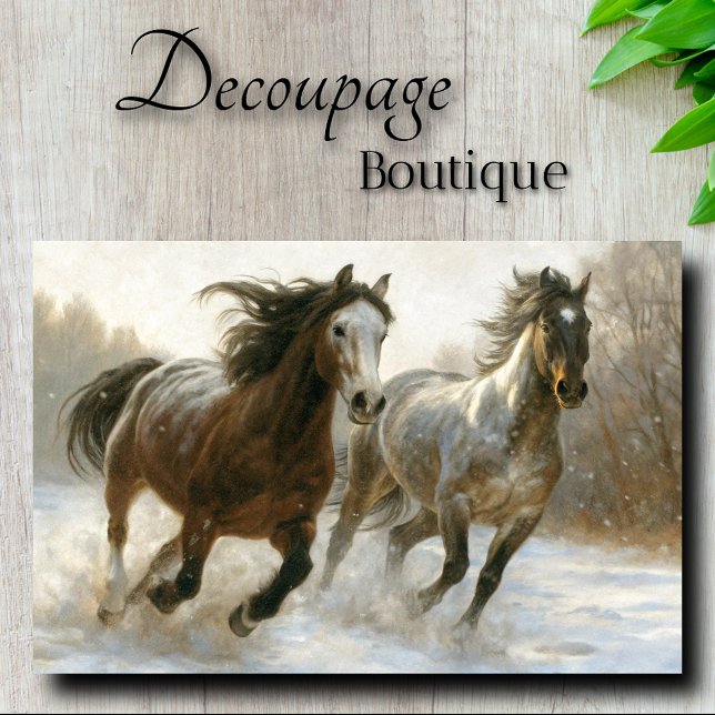 Winterpferde auf Seite nach Seite Decoupage Seidenpapier (Winter Horses Running Side by Side Decoupage Tissue Paper)