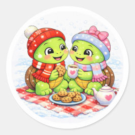 Winterpicknick Runder Aufkleber