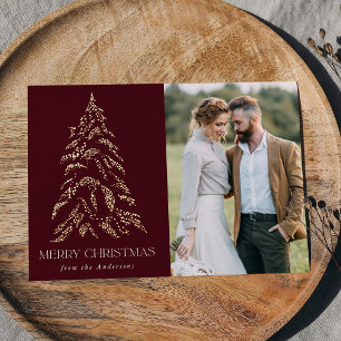 Winterpine Burgund und Gold Folien Feiertagskarte