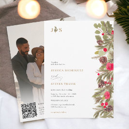Winterpine Elegantes Foto Qr Code Hochzeit Einladung