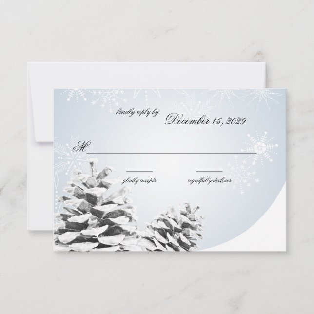 Winterpinecone und Schneeflocken RSVP Karte (Vorderseite)