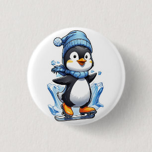 Winterpinguin Eisstockschießen Button