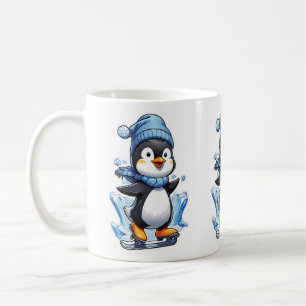 Winterpinguin Eisstockschießen Kaffeetasse