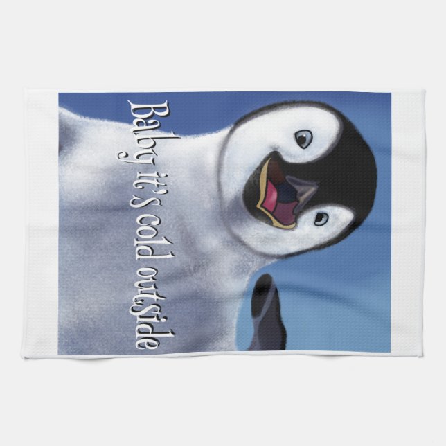 Winterpinguin Geschirrtuch (Horizontal)