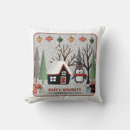 Winterpinguin, Happy Holidays und Schneeflocke Kissen