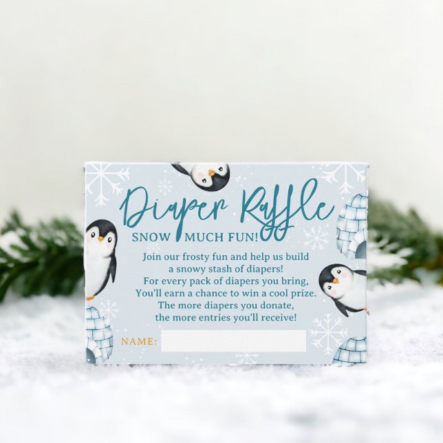 Winterpinguin-Iglus-Windeln-Tombola-Babydusche Begleitkarte (Winter penguin igloos diaper raffle baby shower enclosure card)