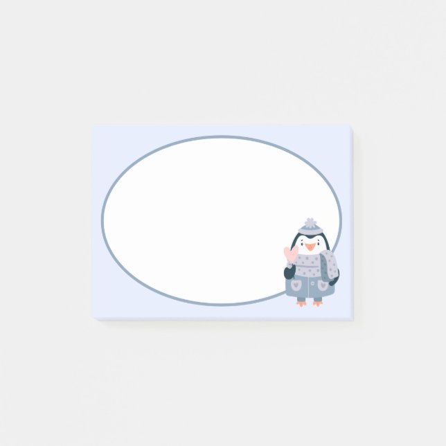 Winterpinguin-Nachhinweise Post-it Klebezettel (Vorderseite)