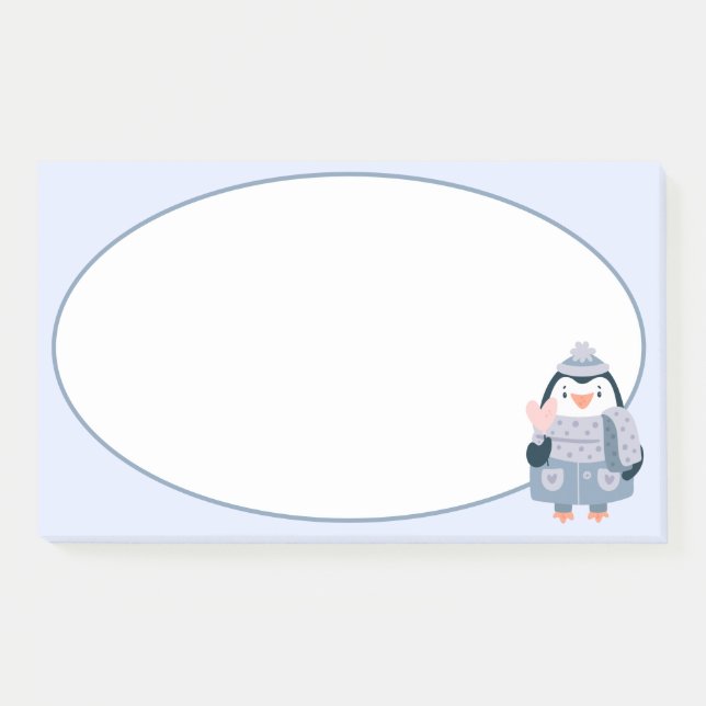 Winterpinguin-Nachhinweise Post-it Klebezettel (Vorderseite)