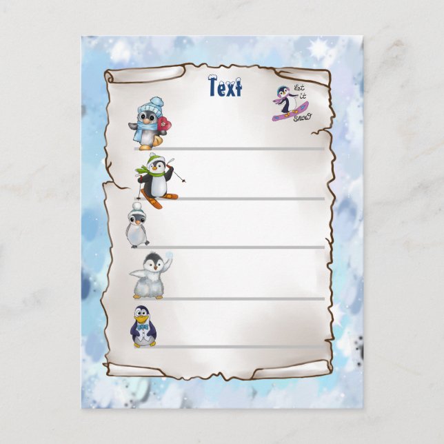 Winterpinguin Postkarte (Vorderseite)