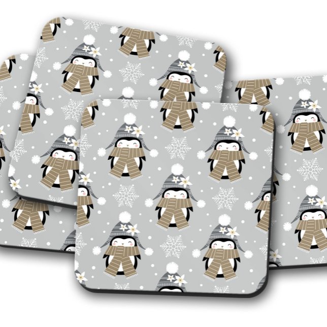 Winterpinguin | Weihnachts Cork Drink Untersetzer  (Von Creator hochgeladen)