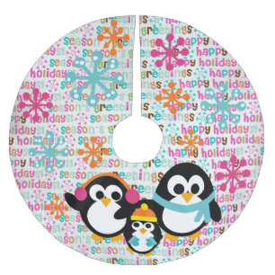Winterpinguine Frohen Festtage Treppenhaus Polyester Weihnachtsbaumdecke