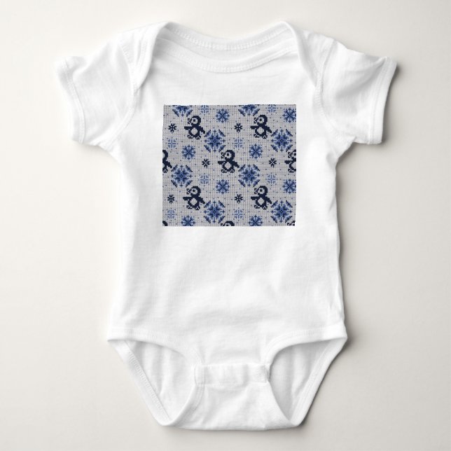 Winterpinguine Ziermuster Baby Strampler (Vorderseite)