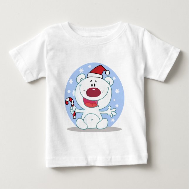 Winterpolarbär mit Candy Cane Urlaub Baby T-shirt (Vorderseite)
