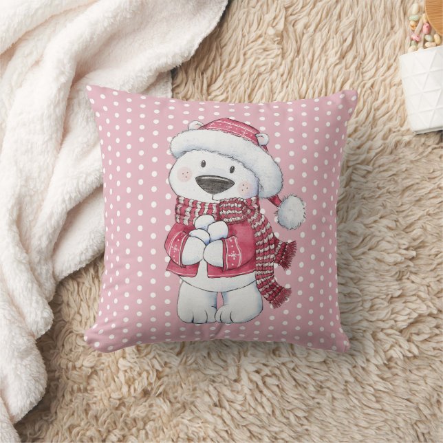 Winterpolarbär mit Snowballs Kissen (Decke)