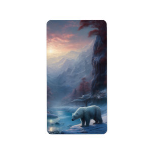 Winterpolarbär Weihnachtsfeiertag Adressaufkleber