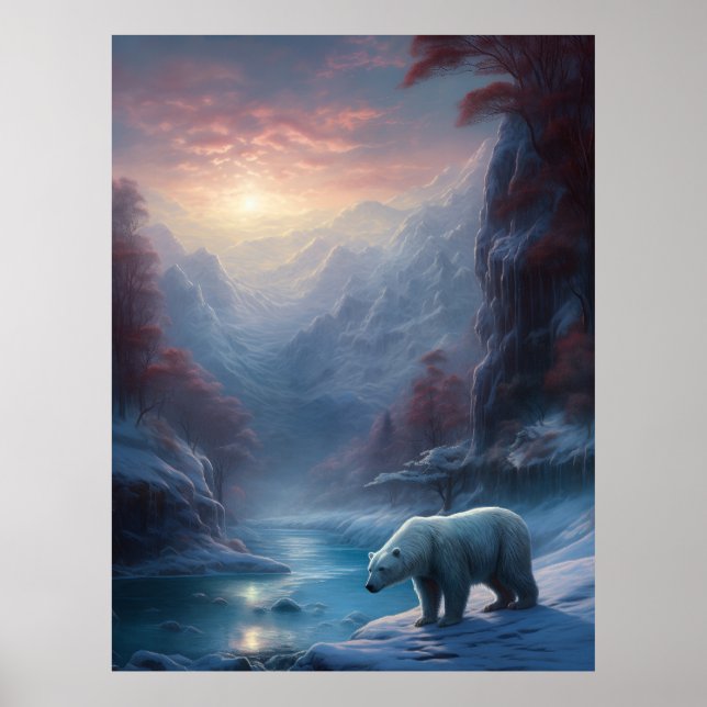 Winterpolarbär Weihnachtsfeiertag Poster (Vorne)