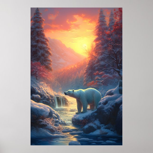 Winterpolarbär Weihnachtsfeiertag Poster (Vorne)
