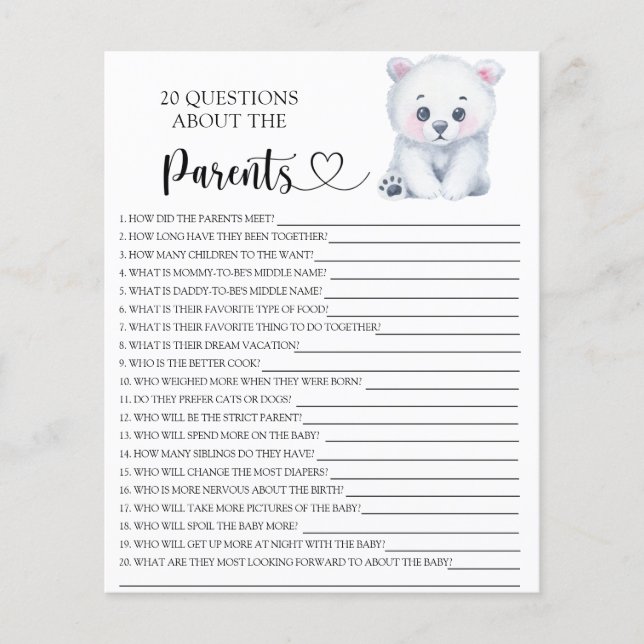 Winterpolare Teddybär - Spiele über die Eltern (Vorderseite)