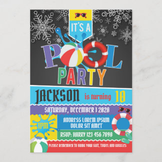 Winterpool Party Geburtstagseinladung Einladung