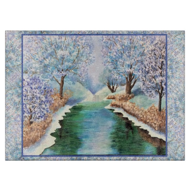 Winterreflektionen auf der Glasschneide Schneidebrett (Vorderseite)