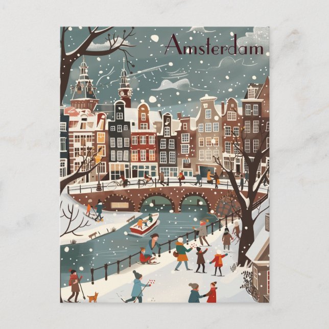 Winterreise nach Amsterdam Postkarte (Vorderseite)