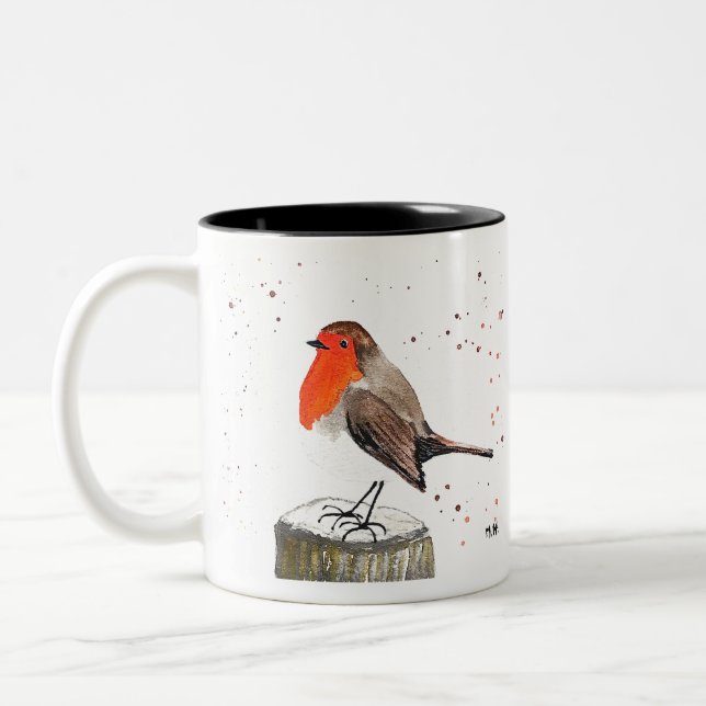 Winterrobin Zweifarbige Tasse (Links)