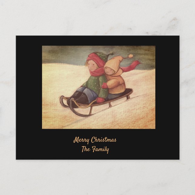 Winterrodelkarte Postkarte (Vorderseite)