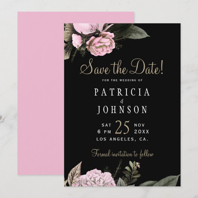 Winterrosa Blume - Hochzeitsfeiern Save the Date (Vorne/Hinten)