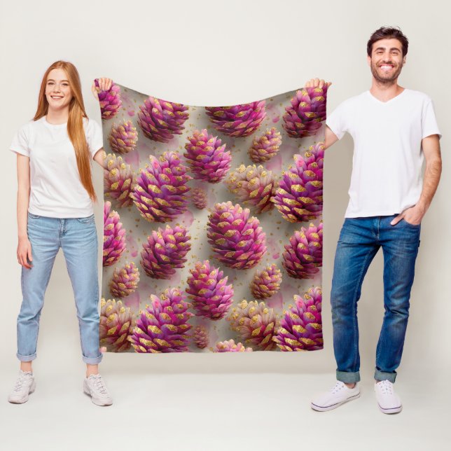 Winterrosa-Kiefernzapfen mit goldenen Akzenten Fleecedecke (Beispiel)