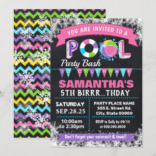 Winterrosa Schwimmbad Geburtstagsfeier Einladung