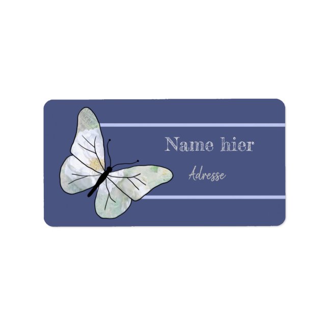 Winterrose und Schmetterlinge Adressaufkleber (Vorne)