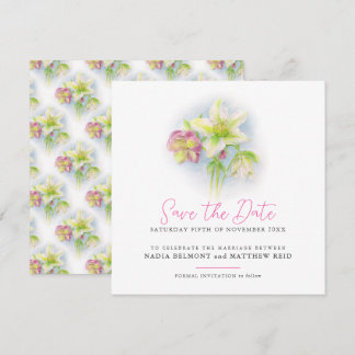 Winterrosen-Handwasserfarbenkunst-Hochzeit Save The Date