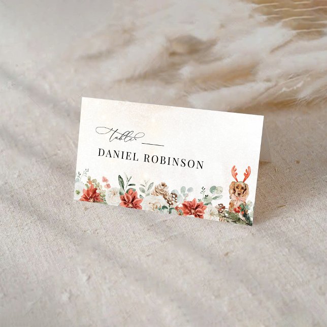 Winterrot-grüne Pinecone Gedeckte Platzkarte (Von Creator hochgeladen)