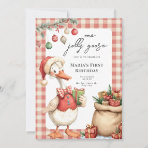 Winterroter Weihnachten Silly Goose 1. Geburtstag Einladung