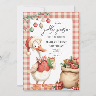 Winterroter Weihnachten Silly Goose 1. Geburtstag Einladung