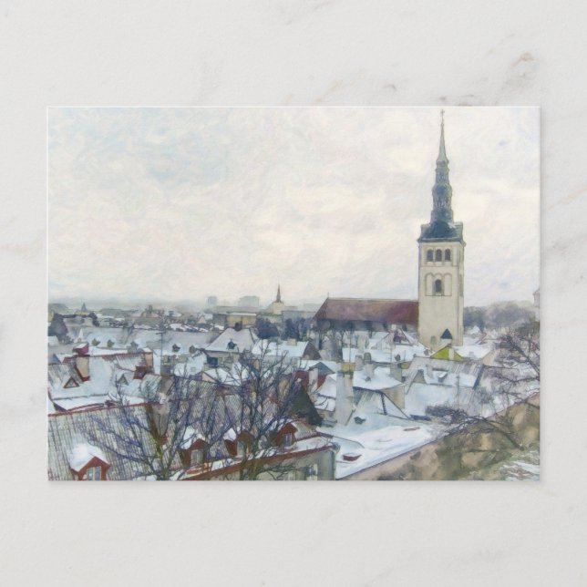 Winterrottops in Tallinn, Estland, Europa Kunst Postkarte (Vorderseite)