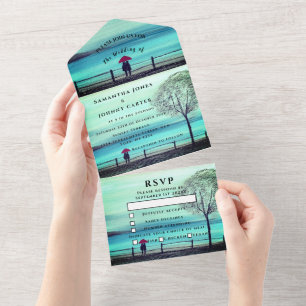 Winterrustikales Waldkuchen-Land - alles in einem All In One Einladung