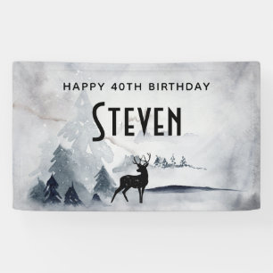 Winterrutsche Rustikales graues Wasser Geburtstag Banner