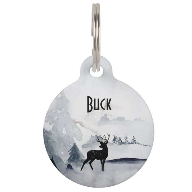 Winterrutsche Rustikales graues Wasser Haustiermarke (Vorderseite)