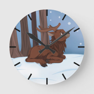 Winterrutscher Runde Wanduhr