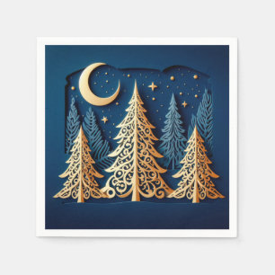 Winter's Gold Papercut – Weihnachtsbäume Szene Serviette