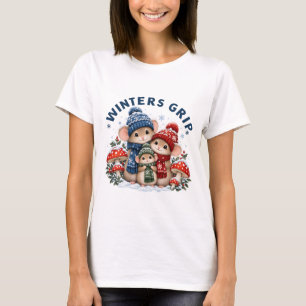 Winters Grip Süßes Wintermäuse-Shirt, Cozy Woodlan T-Shirt
