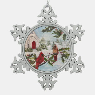 „Winter's Peace“-Schneeflocken-Rahmenornament Schneeflocken Zinn-Ornament