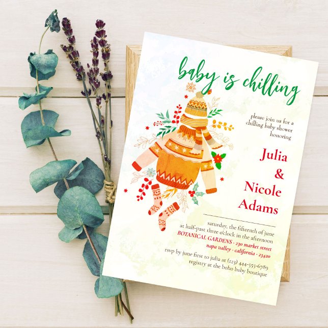 Winters Warme Kleidung Niedliche Babydusche Einladung (Von Creator hochgeladen)