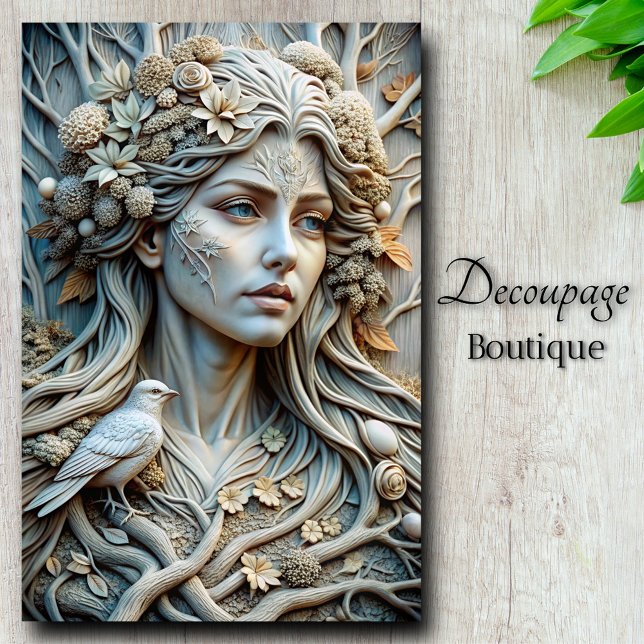 Winter's Whisper Ethereal Goddess Decoupage Seidenpapier (Winter's Whisper Ethereal Goddess Decoupage Tissue Paper)
