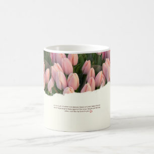 Winter's Whisper Rosa Tulpen – Romantischer Schnee Kaffeetasse