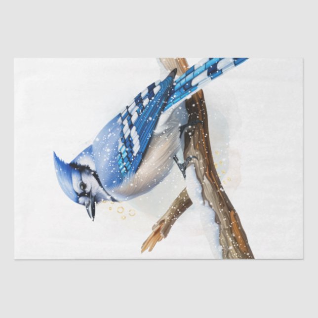 Wintersaison Blue Jay Bird Seidenpapier (Vorderseite)